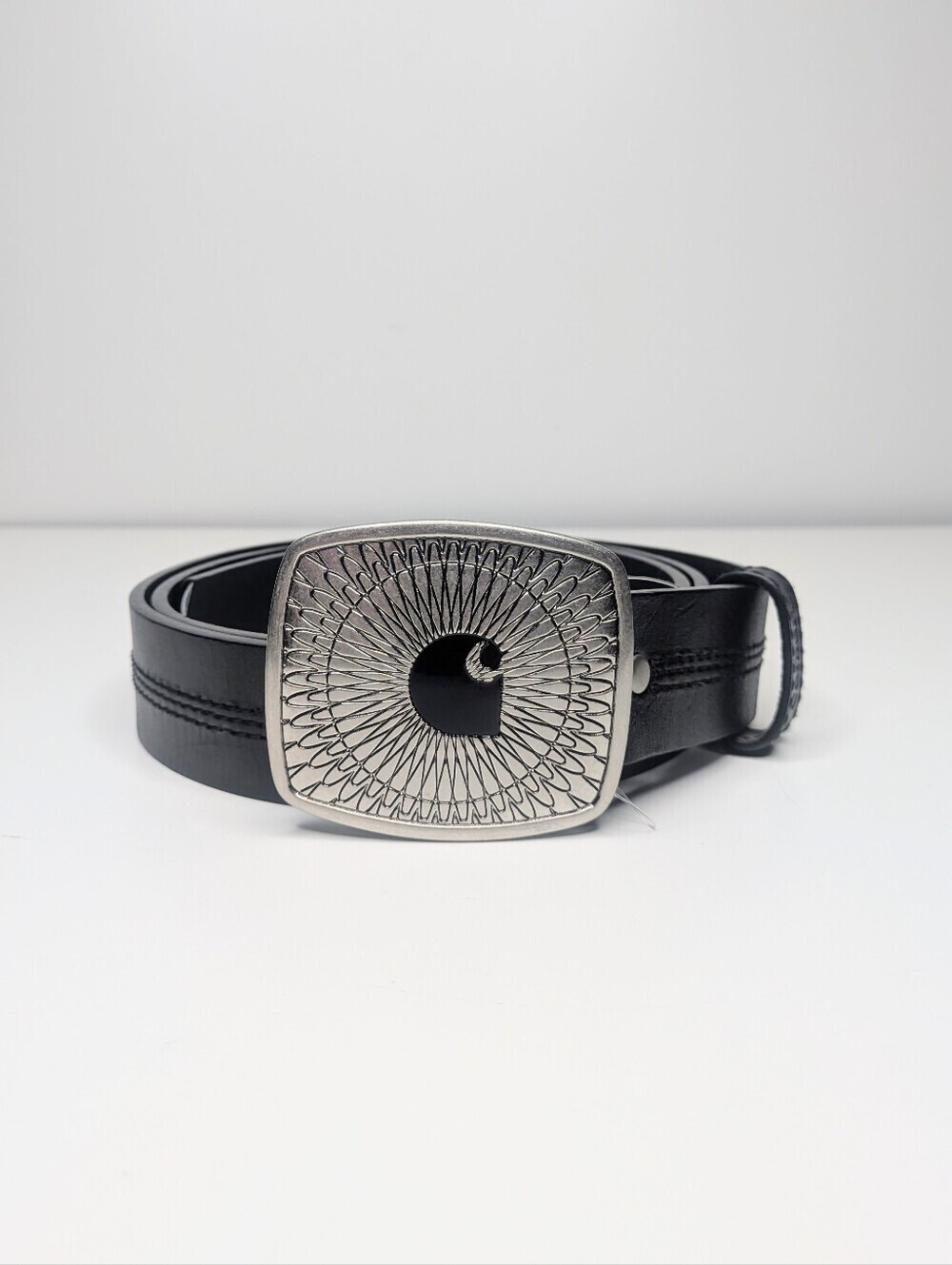 Carhartt Men's Black Leather Belt Heritage Buckle XLG NWOT
